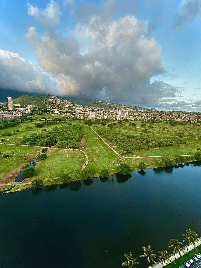 Aerial Honolulu golf course