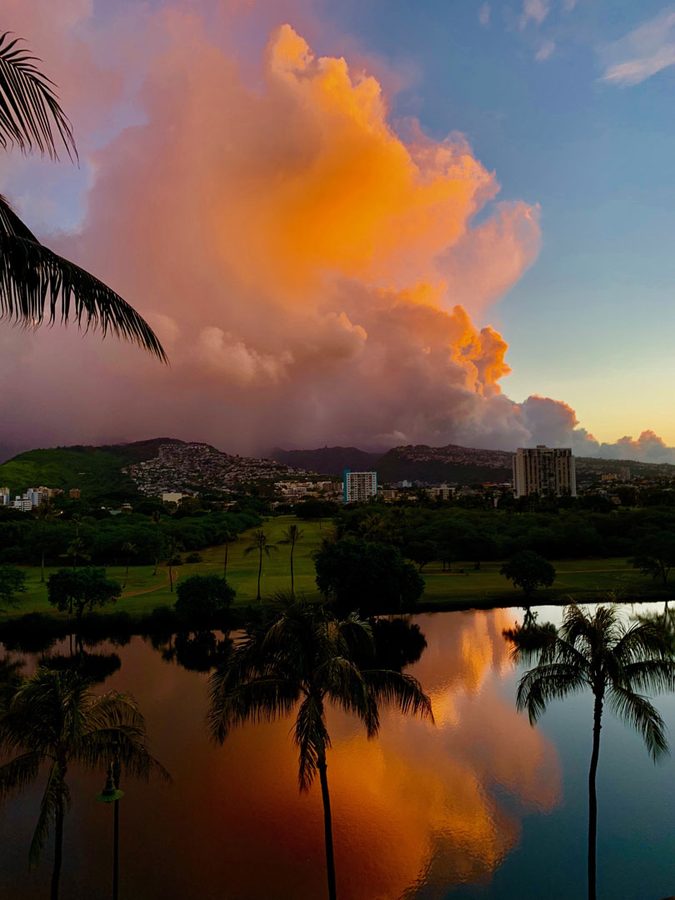Dramatic storm clouds over Honolulu