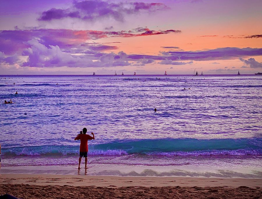 Waikiki purple sunset